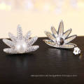 Mode Sonne Blume Design Sterling Silber Perle Ohrringe Stud